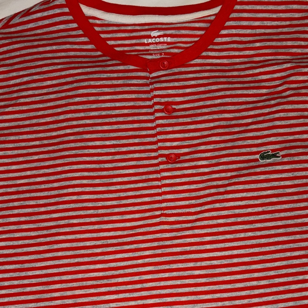 Lacoste Red and White Striped Casual Shirt